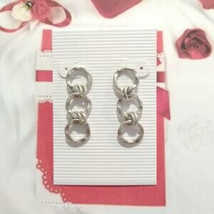 925 Sterling Silver Dangle Earrings Triple Circle Hammered Posts Jewelry Lot